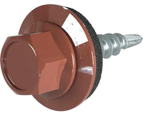 Vis PRECIT 4,8 mm x 19 mm brun rouge RAL 8012 paquet = 100 pces Vis de construction de toit avec rondelle d''étanchéité