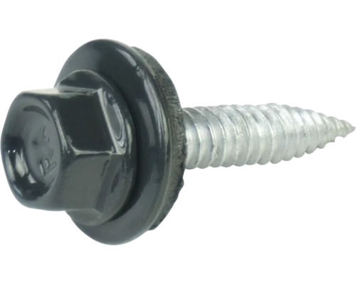 Vis PRECIT 4,5 mm x 22 mm gris anthracite RAL 7016 paquet = 100 pces Vis à tôle avec rondelle d''étanchéité