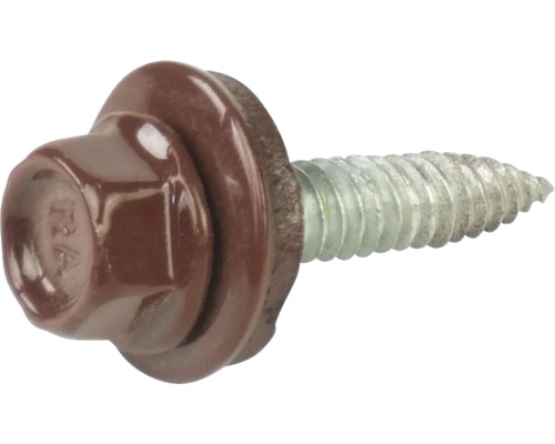 Vis PRECIT 4,5 mm x 22 mm brun rouge RAL 8012 paquet = 100 pces Vis à tôle avec joint d''étanchéité