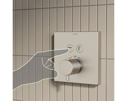 Thermostat de douche encastré VitrA AquaControl nickel brossé A4274634 sans corps de base à encastrer