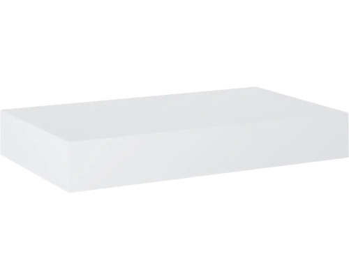 Plan de toilette en marbre compacté Jungborn 80.6x12x46 cm blanc mat Bloc d''isolation rectangulaire