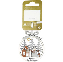 Décoration de Noël décorative avec motif bonhomme de neige, maison et sapin