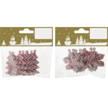 Christbaumschmuck-Set mit Baum- und Schneeflockenmotiven in Verpackung