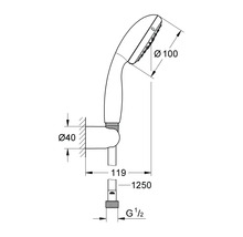 Schéma technique d''une douchette à main avec dimensions
