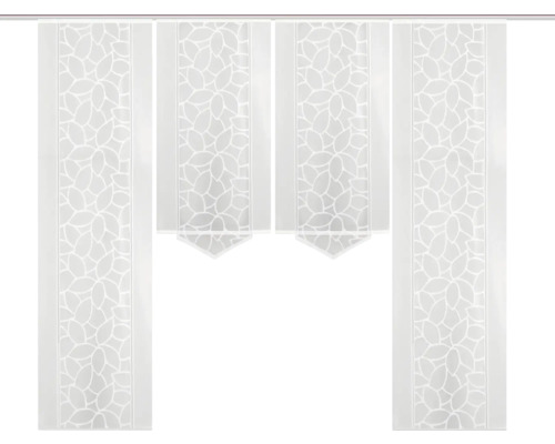 Schiebegardine 4er-Set Konturo transparent weiss kombiniert 60x245 cm