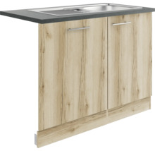 Optifit Spülenschrank inkl Spüle Geschirrspülerblende für vollintegrierte Geschirrspüler Livorno290 BxTxH 110 x 60 x 84,8 cm wildeiche matt strukturiert zerlegt Anschlag reversibel KULI SAPLTL119+