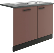 Optifit Spülenschrank inkl Spüle Geschirrspülerblende für vollintegrierte Geschirrspüler Nizza407 BxTxH 110 x 60 x 84,8 cm rostrot matt zerlegt Anschlag reversibel KUNI SAPLTL119+