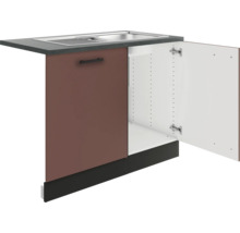 Optifit Spülenschrank inkl Spüle Geschirrspülerblende für vollintegrierte Geschirrspüler Nizza407 BxTxH 110 x 60 x 84,8 cm rostrot matt zerlegt Anschlag reversibel KUNI SAPLTL119+