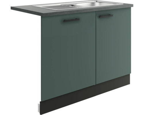 Optifit Spülenschrank inkl Spüle Geschirrspülerblende für vollintegrierte Geschirrspüler Verona405 BxTxH 110x60x84,8 cm grün matt zerlegt Anschlag reversibel (links oder rechts montierbar)