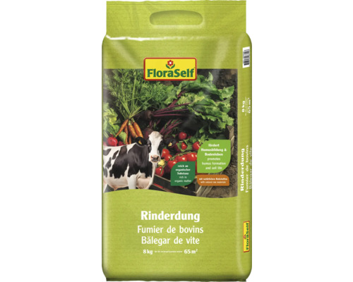 FloraSelf Rinderdung Sack, 8 Kilogramm für 65 Quadratmeter FloraSelf Rinderdung Sack, 8 Kilogramm für 65 Quadratmeter