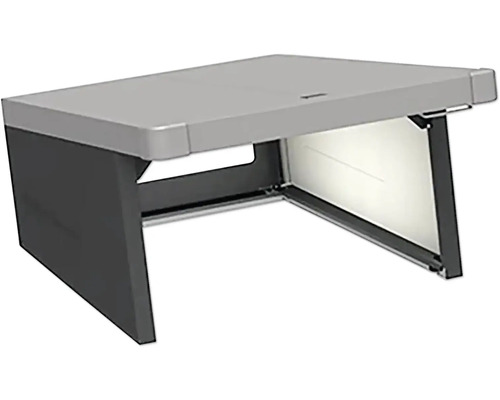 Abri pour robot de tonte biohort Charly T. 2 78 x 90 x 49 cm Table à langer grise avec espace de rangement pour les accessoires de bébé.