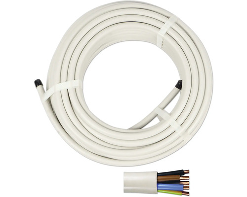 Câble électrique sous gaine NYM-J 5x10 mm² gris 30 m Câble à gaine blanche en anneau avec représentation en coupe