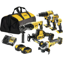 Coffret à outils avec perceuse, visseuse, lampe, perforateur, scie sabre, meuleuse d''angle, chargeur et batteries