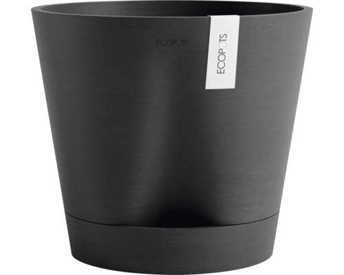 Pot de fleurs Ecopots Venice plastique Ø 27,7 cm 30 x 30 x 27,5 cm gris foncé Pot de fleurs Ecopots avec soucoupe intégrée