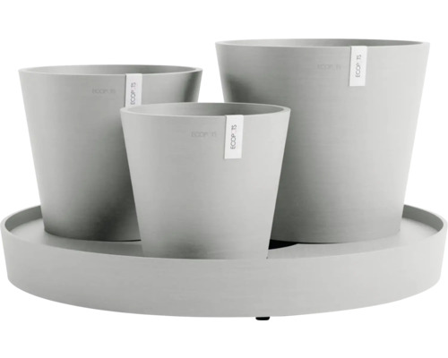 Pot de fleurs Ecopots Dubai plastique 56,5 x 56,5 x 30,7 cm blanc gris