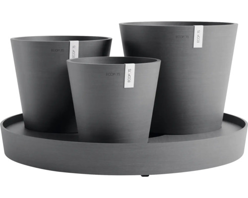 Pot de fleurs Ecopots Dubai plastique 56,5 x 56,5 x 30,7 cm gris