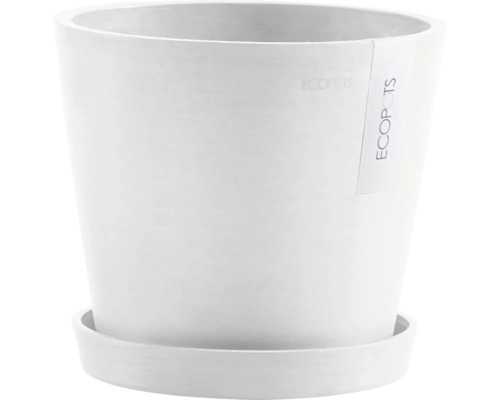 Weißer Pflanztopf mit Untersetzer