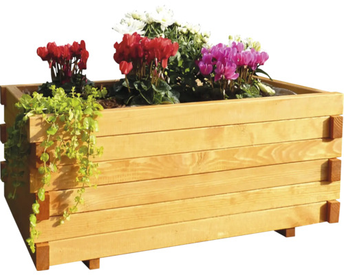 Jardinière «Lucca» avec film pour plantes en bois 39 x 69 x 29,5 cm couleur miel