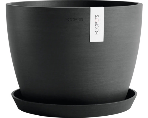 Schwarzer Pflanztopf mit Untersetzer