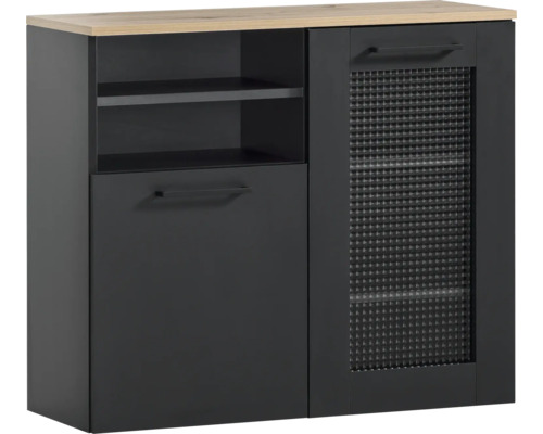 Unterschrank Möbelpartner Malte BxHxT 80.4x70x32 cm eiche schwarzmatt-artisan eiche Kommode mit einer Tür, einem Schubfach und zwei Regalen