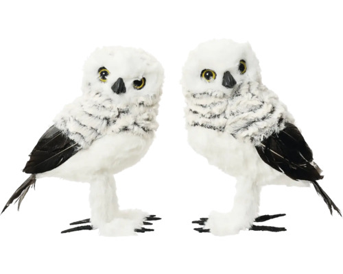 Deux figurines décoratives de hiboux blancs
