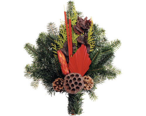 Bouquet pour tombe en sapin Nordmann L env. 50 cm rouge