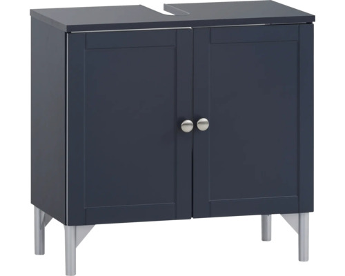 Waschbeckenunterschrank Möbelpartner Jesper BxHxT 60.2x58.5x32 cm nachtblau Waschbeckenunterschrank mit zwei Türen und Füßen.