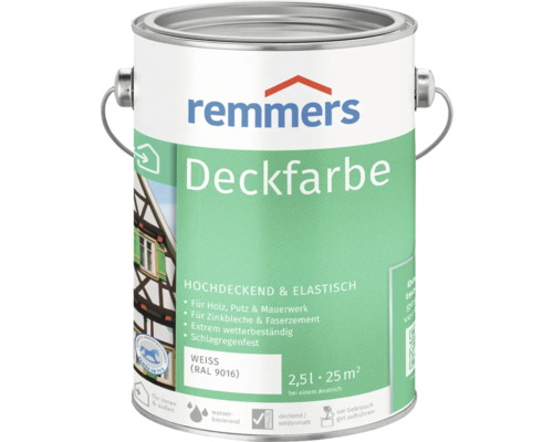 Peinture couvrante pour bois Remmers RAL 9016 blanc 2.5 l