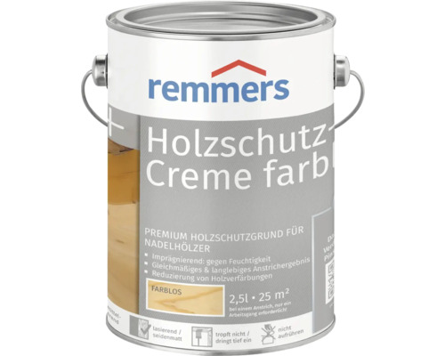 Crème de protection du bois Remmers incolore 2.5 l Remmers Holzschutz Creme incolore, boîte de 2,5 litres