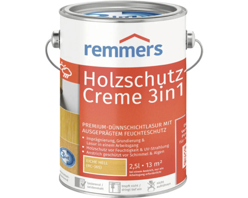 Crème de protection du bois Remmers chêne clair 2.5 l Boîte de crème de protection du bois 3en1 Remmers avec un contenu de 2,5 litres