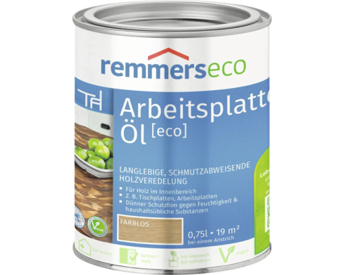 Huile pour plans de travail Remmers eco incolore 750 ml Remmers Eco Huile pour plan de travail incolore en bidon