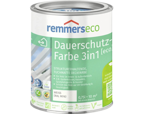 Peinture à l'huile pour bois Remmers eco RAL 9016 blanche 750 ml