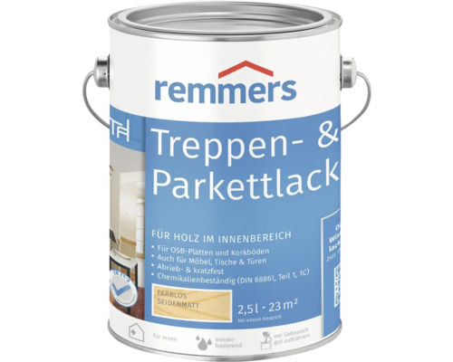 Laque pour parquet et escaliers Remmers mat satiné incolore 2.5 l Remmers Vernis escaliers et parquets incolore satiné, pot de 2,5 litres