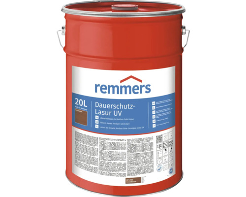 Lasure de protection anti-UV longue durée Remmers noyer 20 l Bidon de 20 litres Remmers Dauerschutz-Lasur UV pour l''extérieur