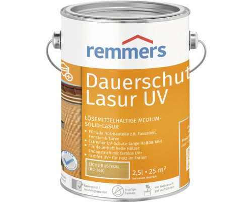 Lasure de protection anti-UV longue durée Remmers chêne rustique 2.5 l Lasure UV durable pour bois de Remmers en bidon de 2,5 litres