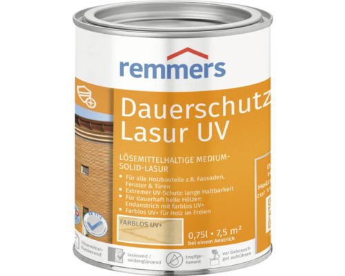 Lasure de protection anti-UV longue durée Remmers incolore 750 ml Remmers Dauerschutz Lasur UV Lasure pour bois en bidon