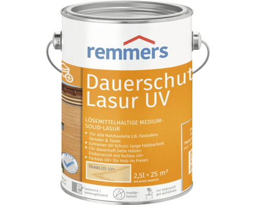 Lasure de protection anti-UV longue durée Remmers incolore 2.5 l Pot de lasure pour bois Remmers Dauerschutz Lasur UV