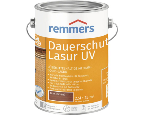 Lasure de protection UV longue durée Remmers teck 2,5 l Remmers Dauerschutz Lasur UV pot de lasure, 2,5 litres
