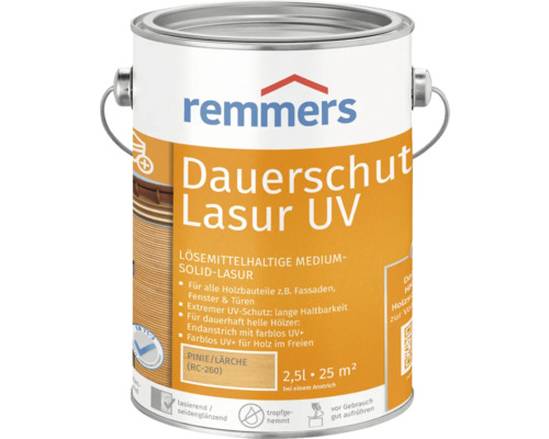 Lasure de protection anti-UV longue durée Remmers pin mélèze 2.5 l Remmers Dauerschutz Lasur UV Lasure pour bois en seau de 2,5 litres