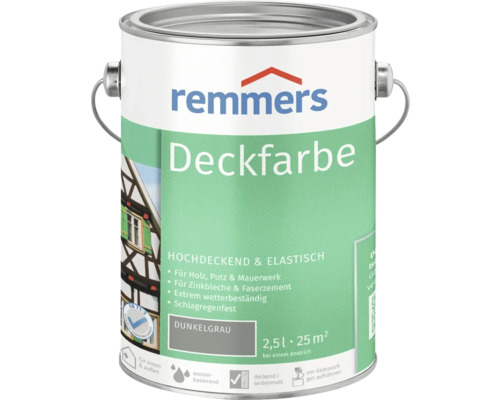 Peinture couvrante pour bois Remmers gris foncé 2.5 l Remmers peinture couvrante gris foncé, pot de 2.5 litres