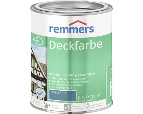 Peinture couvrante pour bois Remmers bleu frise 750 ml Pot de peinture Remmers Deckfarbe pour bois, enduit et maçonnerie