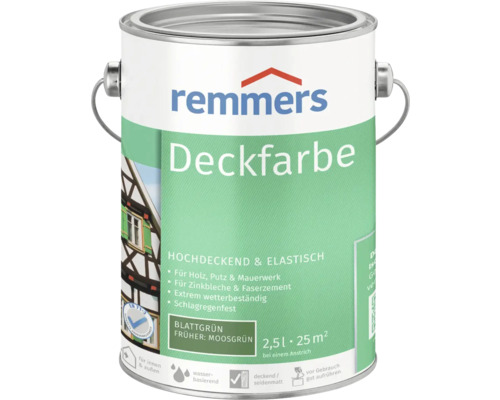 Peinture couvrante pour bois Remmers vert feuillage 2.5 l Remmers peinture couvrante en pot pour bois, crépi et maçonnerie