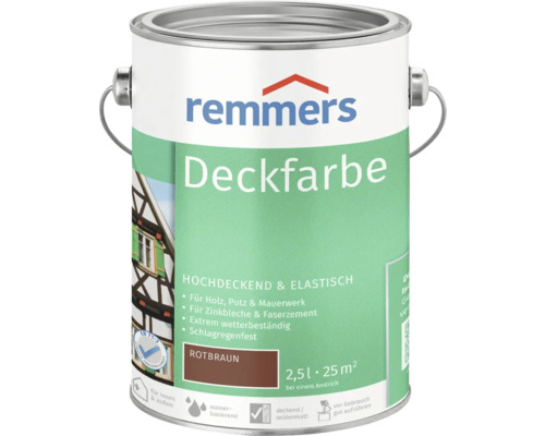 Peinture couvrante pour bois Remmers bordeaux 2.5 l Pot de peinture Remmers Deckfarbe brun rouge, 2,5 litres