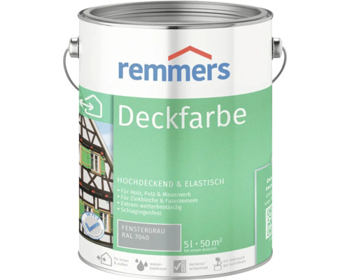 Peinture couvrante peinture pour bois Remmers gris fenêtre 5 l Remmers peinture couvrante gris fenêtre, 5 litres, pot de peinture