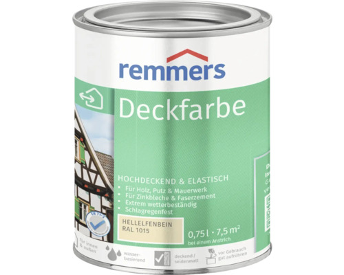 Peinture couvrante pour bois Remmers ivoire clair 750 ml Pot de peinture Remmers Deckfarbe pour bois, crépi et maçonnerie