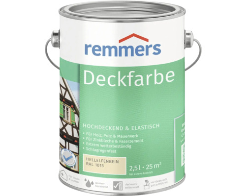 Peinture couvrante pour bois Remmers RAL 1015 ivoire clair 2.5 l Peinture couvrante Remmers, pot de 2,5 litres, pour bois, plâtre et maçonnerie