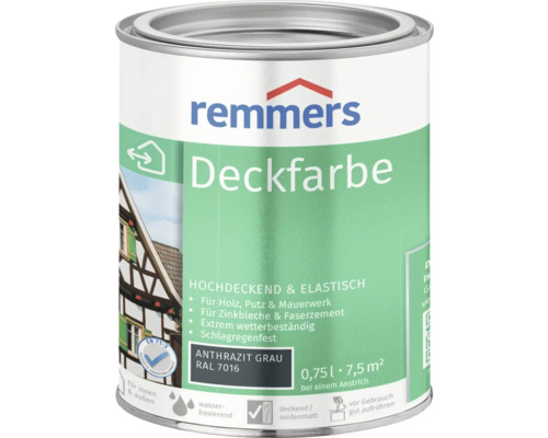 Peinture couvrante pour bois Remmers RAL 7016 gris anthracite 750 ml