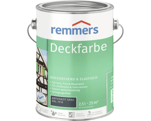 Peinture couvrante pour bois Remmers RAL 7016 gris anthracite 2,5 l