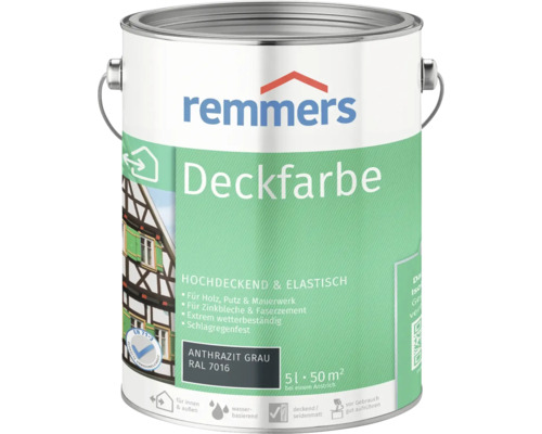 Remmers Deckfarbe Holzfarbe RAL 7016 anthrazitgrau 5 l Farbeimer Remmers Deckfarbe Anthrazitgrau, 5 Liter