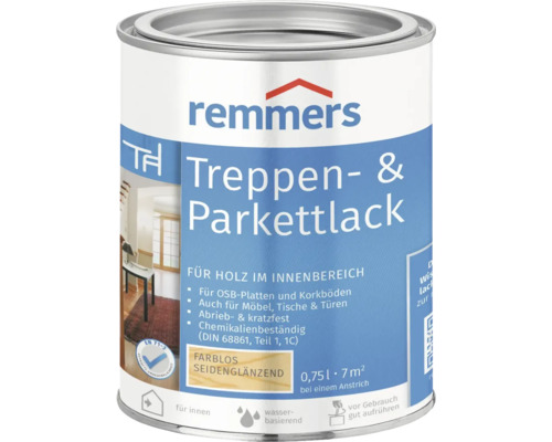 Laque pour parquet et escaliers Remmers brillant satiné incolore 750 ml